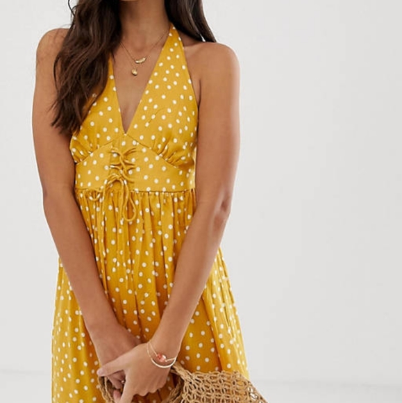 ASOS Halter Maxi Dress With Lace Up New With Tags - Picture 3 of 4